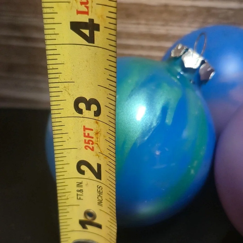 Set of 8 Hand Painted Swirl Glass Ball Christmas Ornaments Multicolor 3 Inch